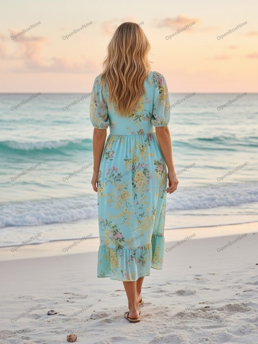 Vineyard Vines Mimosa Floral Aqua Maxi Dress, Beach & Wedding Ready NEW - Picture 3 of 7